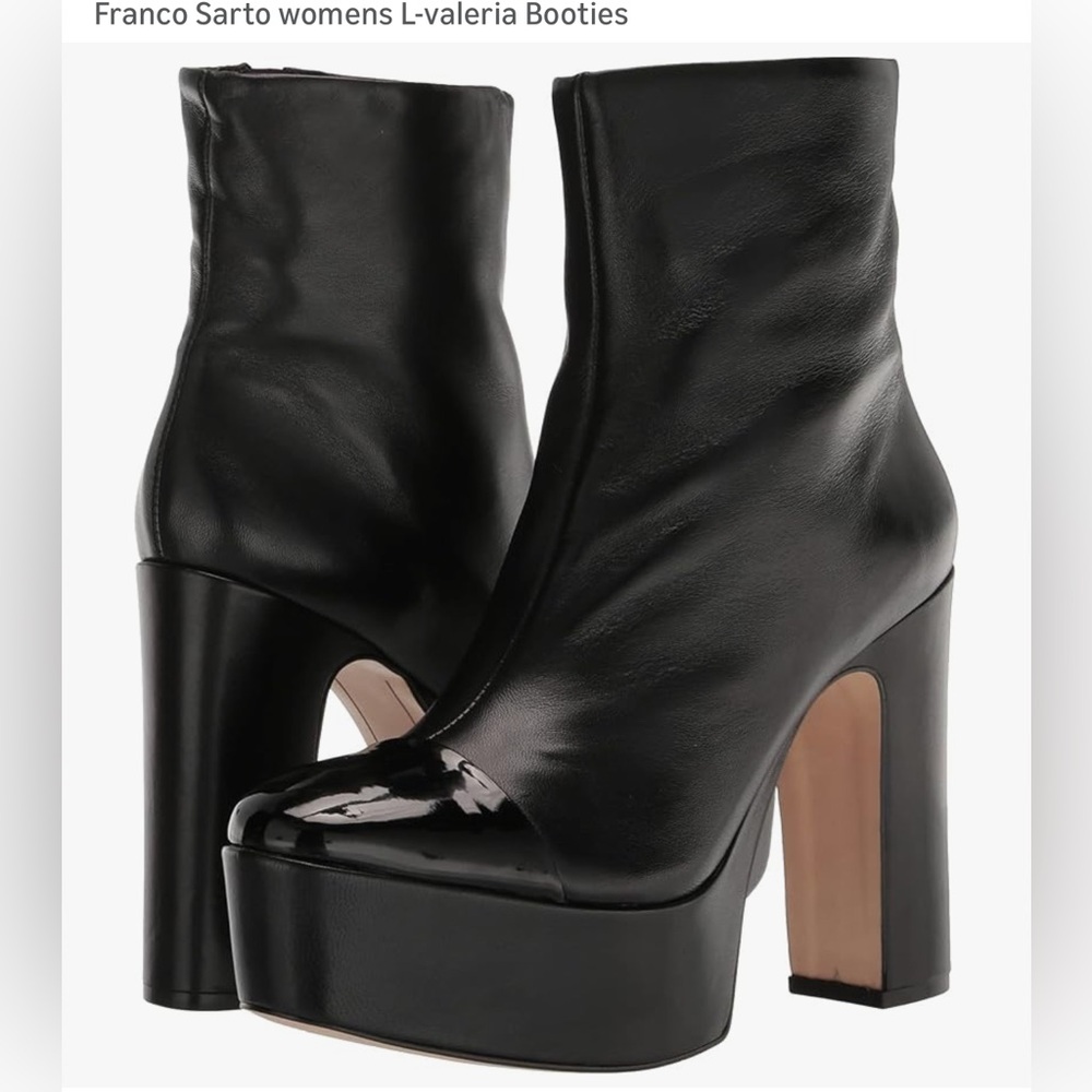 Franco Sarto women’s L- Valeria Black Platform Ankle Boots size 10 NWOT